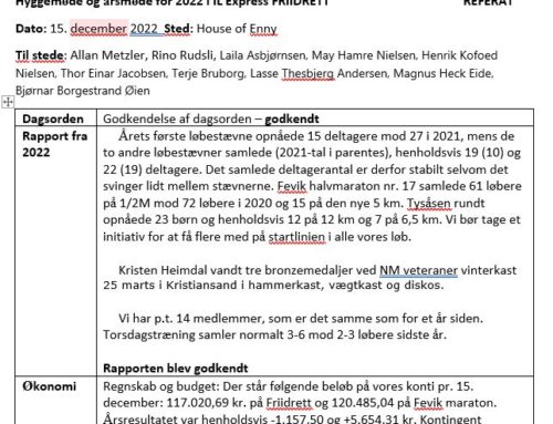Generalforsamling: IL Express FRIIDRETT referat